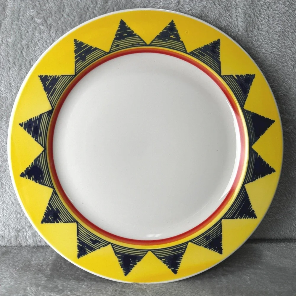 Homer Laughlin Sunburst Salerno Dinner Plate Platter Yellow Geometric USA